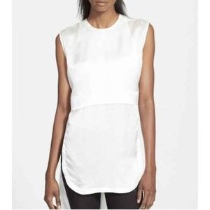 Helmut Lang Mere Silk Layered Sleeveless White Tunic Top Size S Artsy Minimalist
